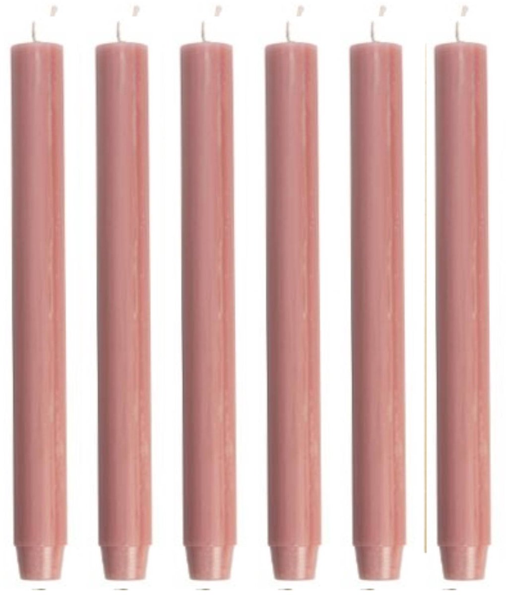 Cactula | Dinerkaarsen - Dikke kaarsen - Oud Roze - 30 x 2.6 cm - 6 stuks - 20 Branduren