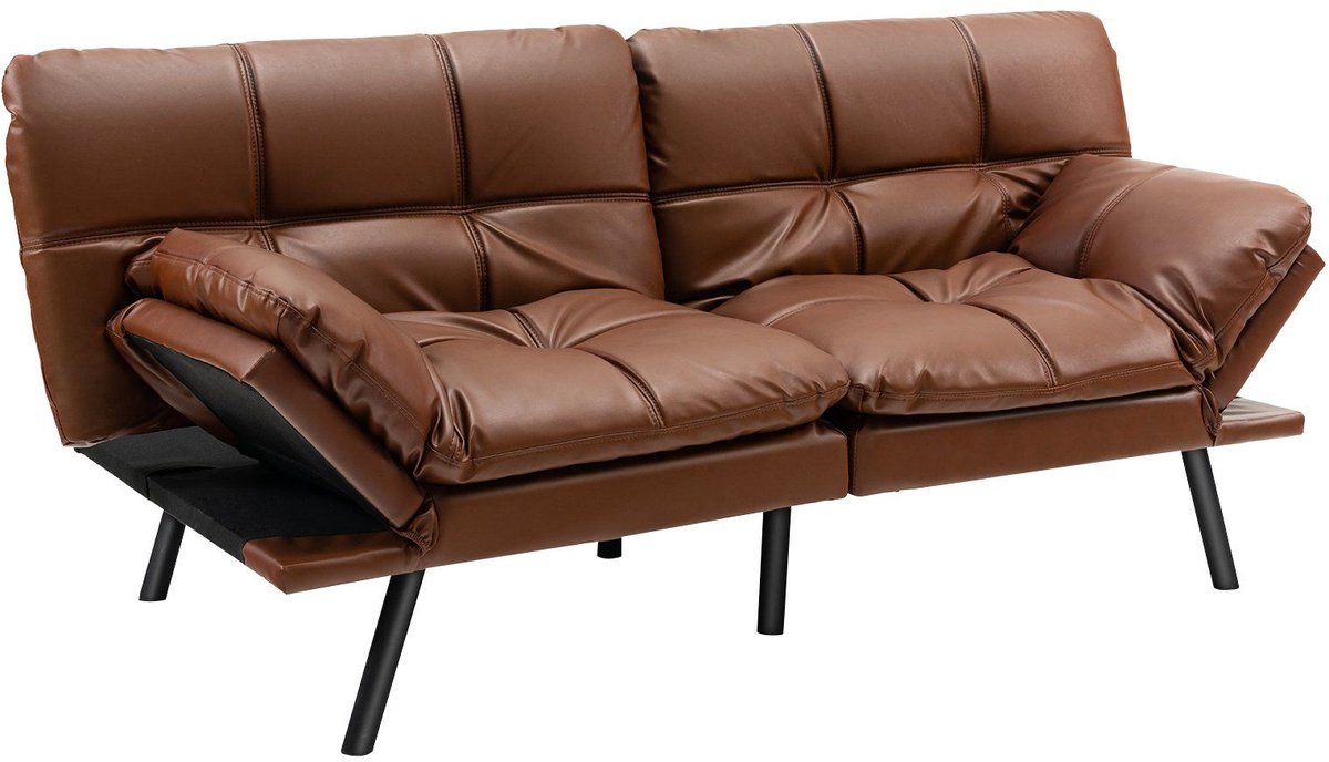 GranMaison Slaapbank - Uitklapbaar - Slaapstoel - Logeerbed - Zetelbed - Slaapfauteuil - Vouwbed - 2 persoons - Zeer comfortabel - Bruin