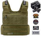 Gilet lesté ZEUZ 25,5 KG pour la callisthénie. Fitness et CrossFit – Gilet lesté tactique et gilet d'entraînement – Poids réglables – 25 réglages – Vert