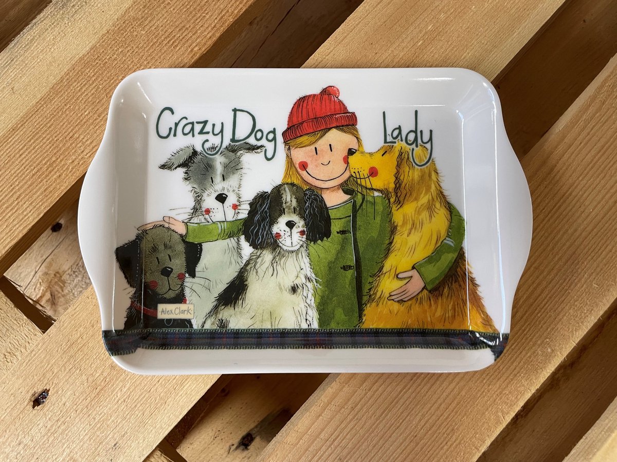 Alex Clark Dienblad Klein Formaat Honden ~ Melamine Tray Crazy Dog Lady
