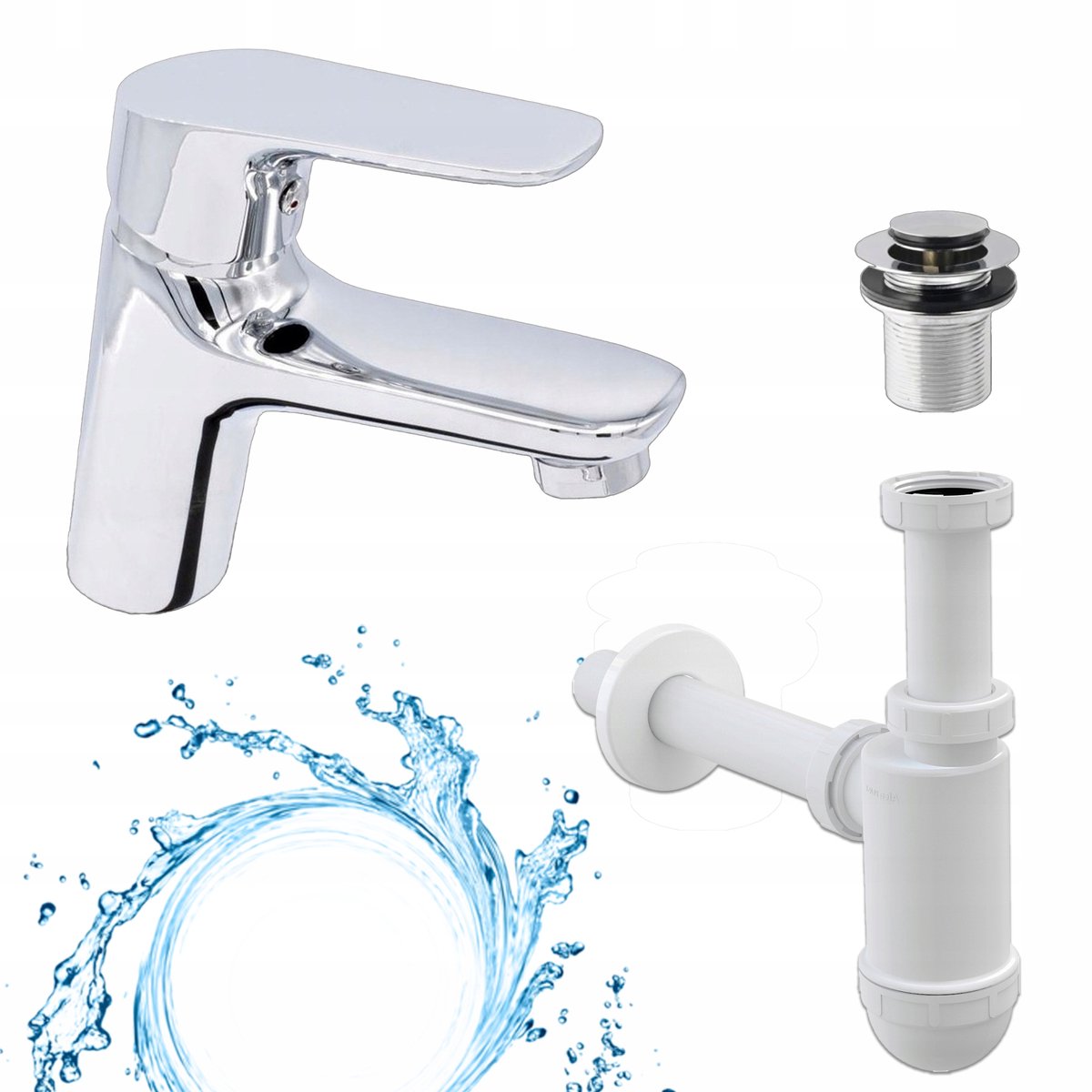 STAMAR - Staande Wastafelkraan voor Badkamer - Click Clack Stop - Sifon - Chroom