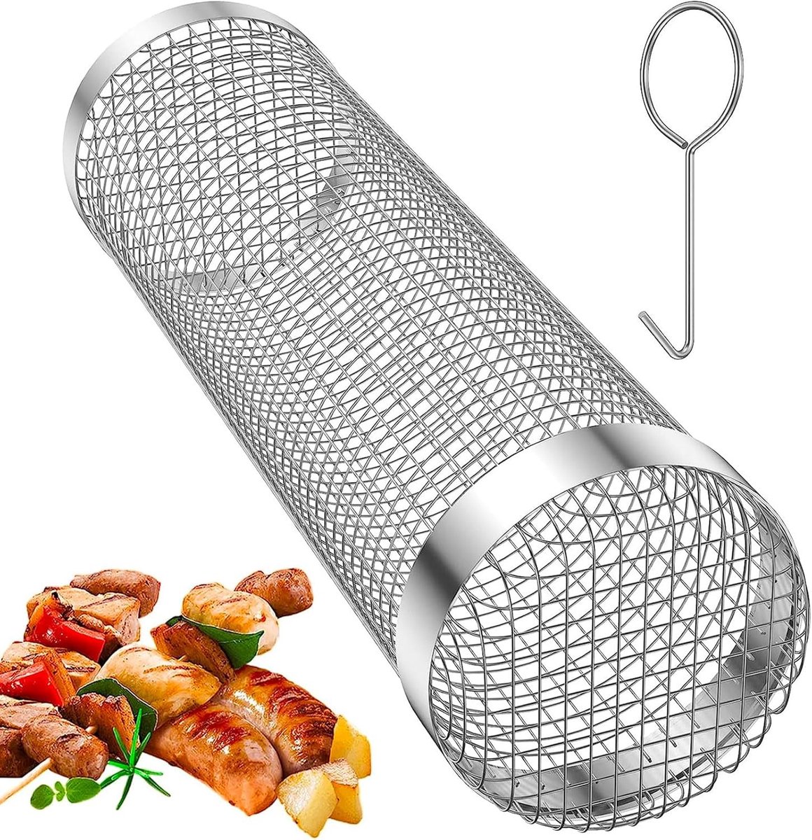 Home & Marker - Roterend Grillmandje - BBQ Grillmand - Barbecue Grillkorf - BBQ Groentemand - Barbecue Accessoires - Grillrooster - ROLOGRILL