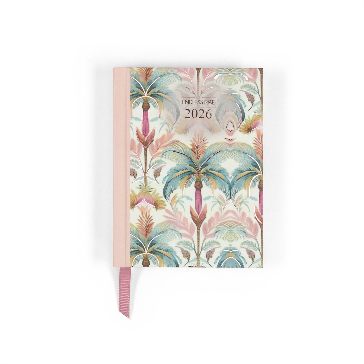 Endless Mae - Palm Dreams Mini Agenda 2026 - 11x8,5 cm - Roségoud - Compact Formaat