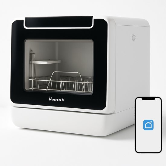 VENTUX Mini Vaatwasser Inc.App,Camping Vaatwasser - Mini Vaatwasser met 8 Programs - Kleine Vaatwasser - Mini Afwasmachine - Portable Vaatwasser - Draagbare Vaatwasser - Tafelvaatwasser - Smalle Vaatwasser
