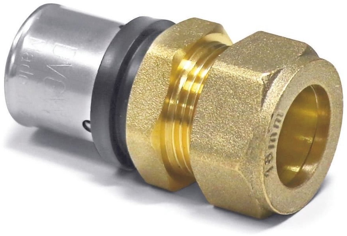 Persfitting 32 x 3 - 28 mm, Koperen Buis Koppeling, Made in Germany