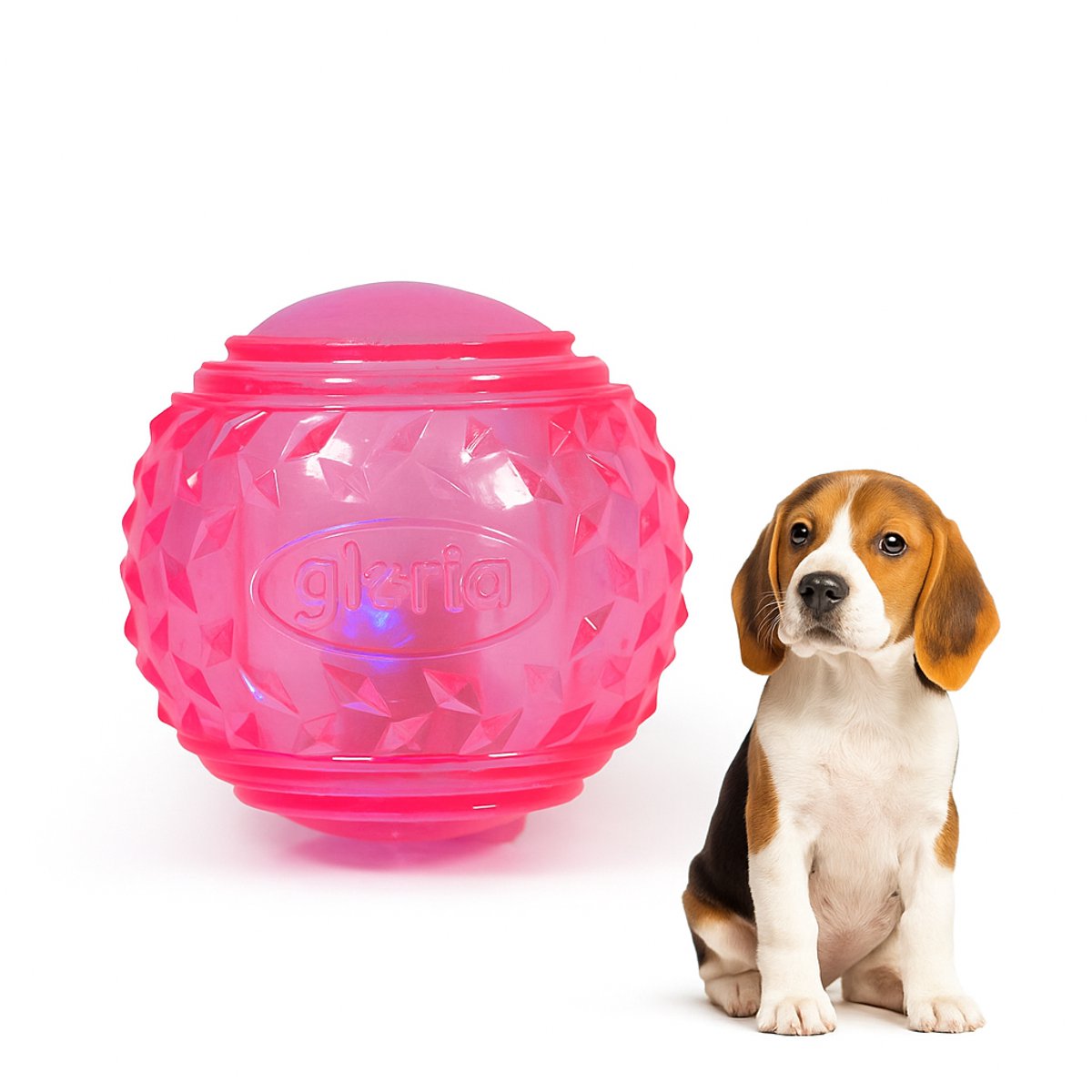 Gloria Play and run – Honden speelgoed – Hondenbal – Met LED licht – Roze – Maat M – 6.35cm