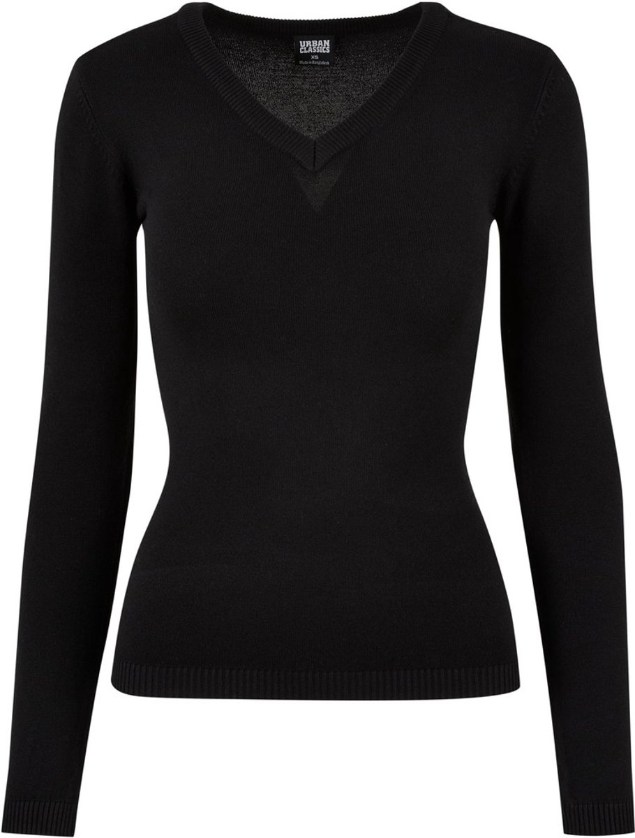 Urban Classics Knitted VNeck Longsleeve top 4XL Zwart