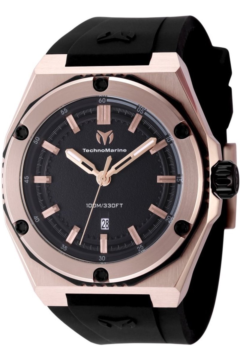 TechnoMarine CORAL - Legacy TM-416071 Heren Horloge - Waterdicht - Analoog - Quartz Uurwerk - Roestvrij Staal met zwarte Wijzerplaat - 45mm
