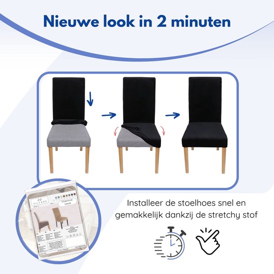 Housse de chaise Hilvard - Housses de siège de salle à manger - Velours - Stretch - Bleu foncé