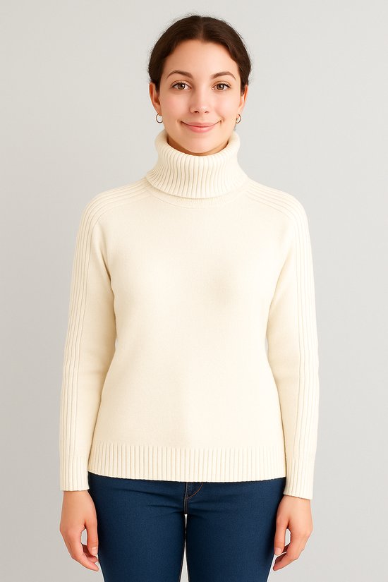 SUNMOOL Gebreide trui - Dames trui - Warme trui - LichtBeige - Maat : 2XL