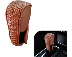 Autoschakelhoes, leren schakelknophoes, antislip en waterdichte schakelknopbeschermer voor SUV, vrachtwagen, camper, decoratieve auto-accessoires (bruin)