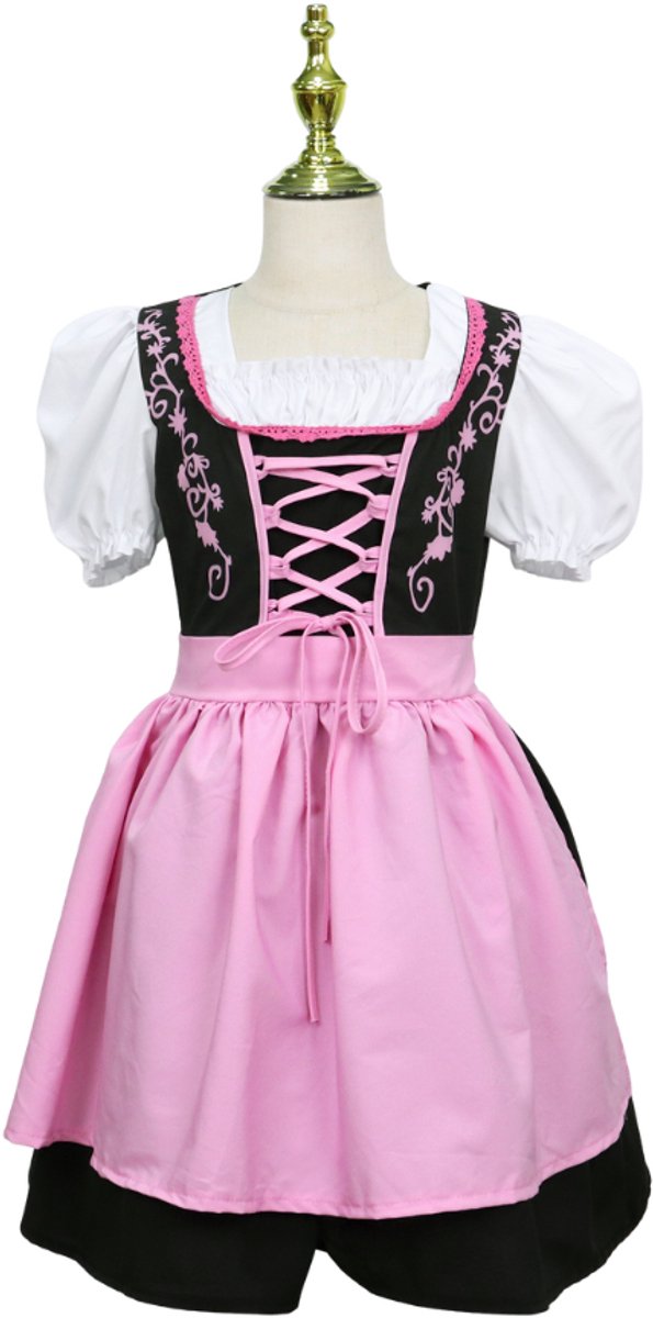 Joya Kids® Dirndl Verkleedjurk Kind | Oktoberfest Jurk Meisje | Roze & Zwart Tiroler Verkleed Jurk | Stretch Verkleedkleding Carnaval Halloween | — afbeelding 9