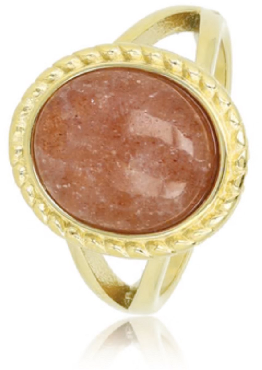 June Spring My Bendel - 19mm– Gouden Vintage Ring – Berry Quartz Edelsteen – Innerlijke Kracht edelsteen ring dames, spirituele ring, gouden ring met steen, vintage ring goud, my bendel ring, quartz ring roze, healing crystal ring, intuïtie ring