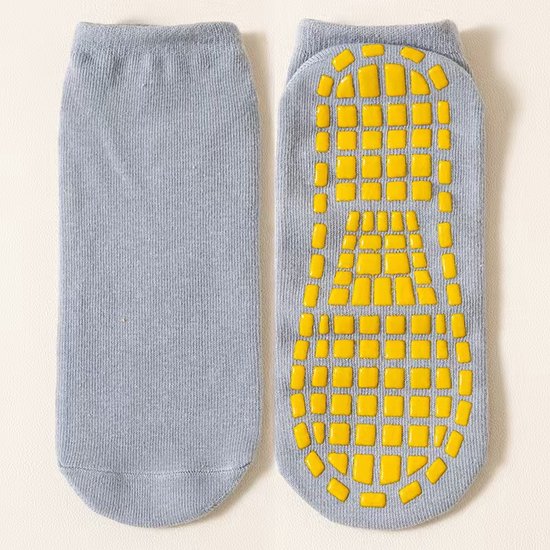 Ychee - 2 set - Antislip Kindersokken - Extra Grip Sokken - Trampoline - Spelen - Binnenspeeltuin - Veilig - Comfort - Grijs - 7-11 jaar - Maat: Medium