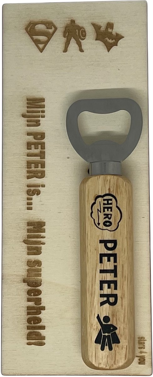 houten kaartje en opener | SUPERHELD | peter | jij bent de liefste | liefste peter | coolste peter | peter vragen | peter worden | cadeau