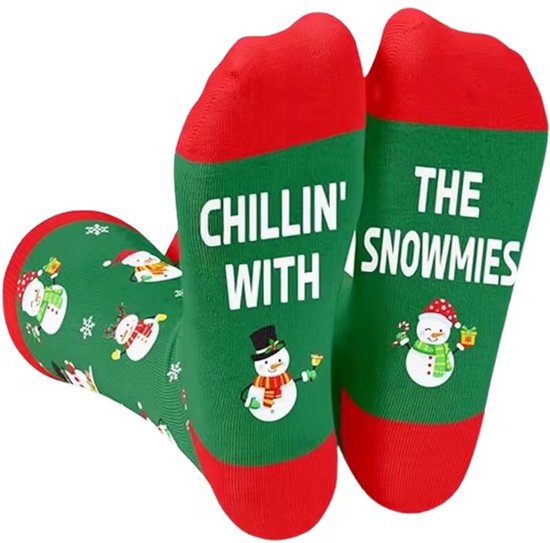 Grappige kerstsokken 'Chillin' with the snowmies'