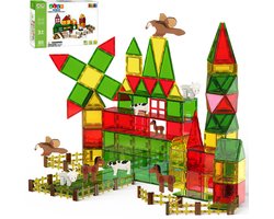 Magnetic Tiles - Speelgoed - 80 Stuks - Boerderij - Magnetische Tegels - Educatief & Constructie - Montessori - Bouwstenen - Blokken - Magna Wereld - Kinderen - Voor 3, 4, 5, 6, 7, 8 Jaar - Olvy