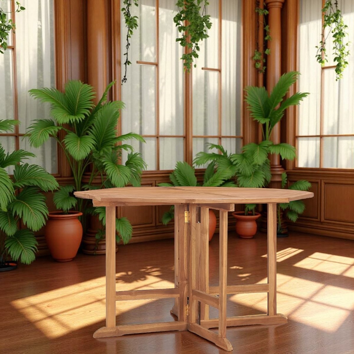 Inklapbare Tuintafel Massief Teakhout 110x110x75 cm – Houten Eettafel voor Buiten & Binnen