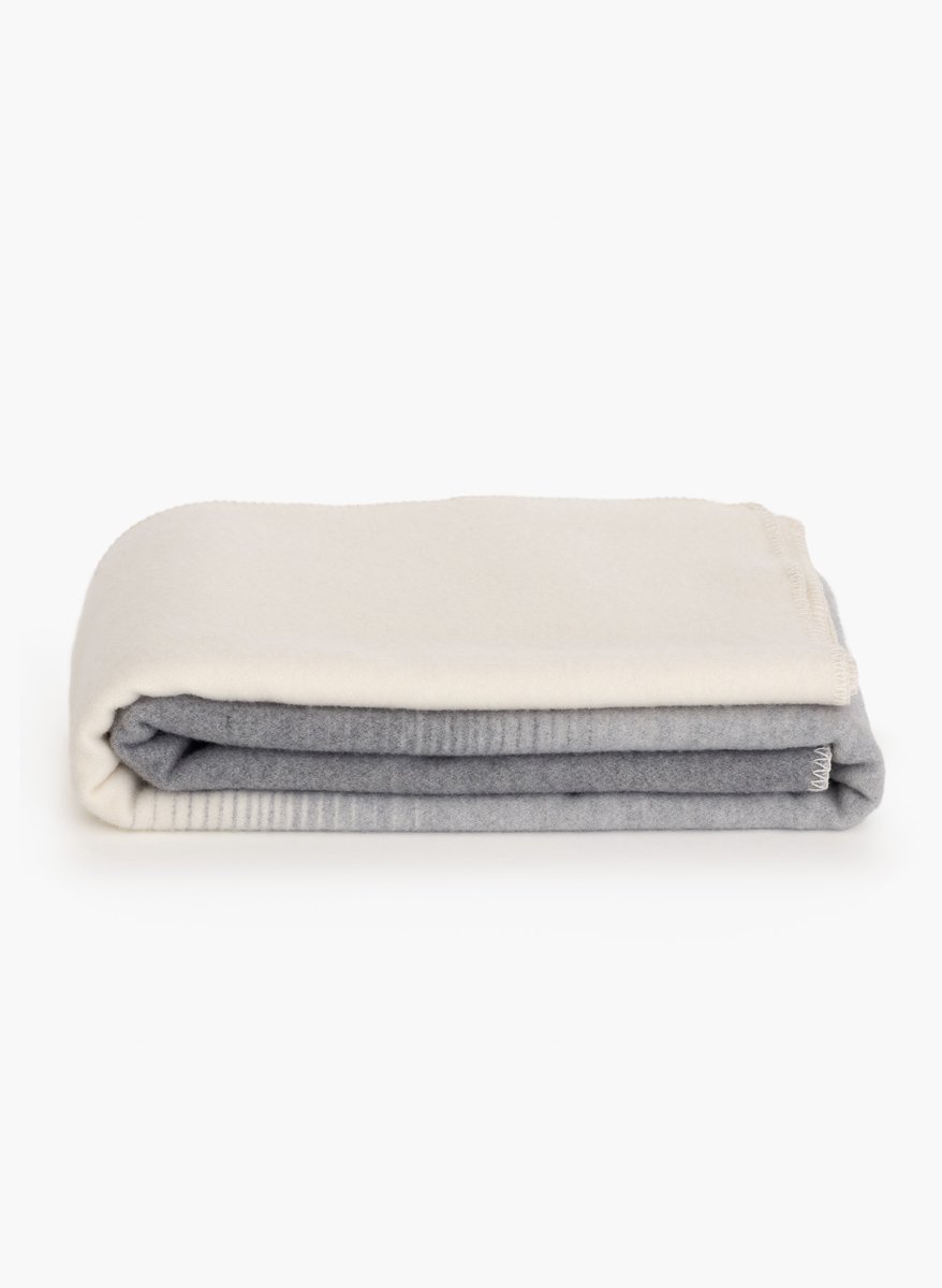 Most Kasjmier bed deken Silver Cloud - 90% Merino wol, 10% Kasjmier wol - 140 x 200 cm - wit-grijs wit, grijs