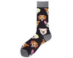 SilverAndCoco - Honden Sokken / Gekke Vrolijke Foute Kleding / Leuke Grappige Happy Dikke Hond Socks / Huissokken Verjaardag Geschenk accessoires Sok Outfit Katoen / Vrouwen Mannen Sinterklaas Schoen Kerst cadeau met Tekst - Dogs