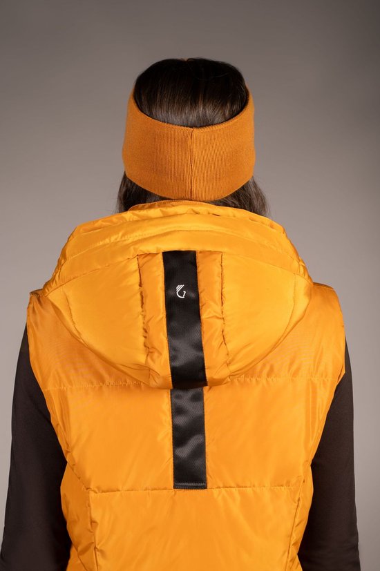 Bodywarmer long, couleur moutarde, taille m, marque hkm arezzo.