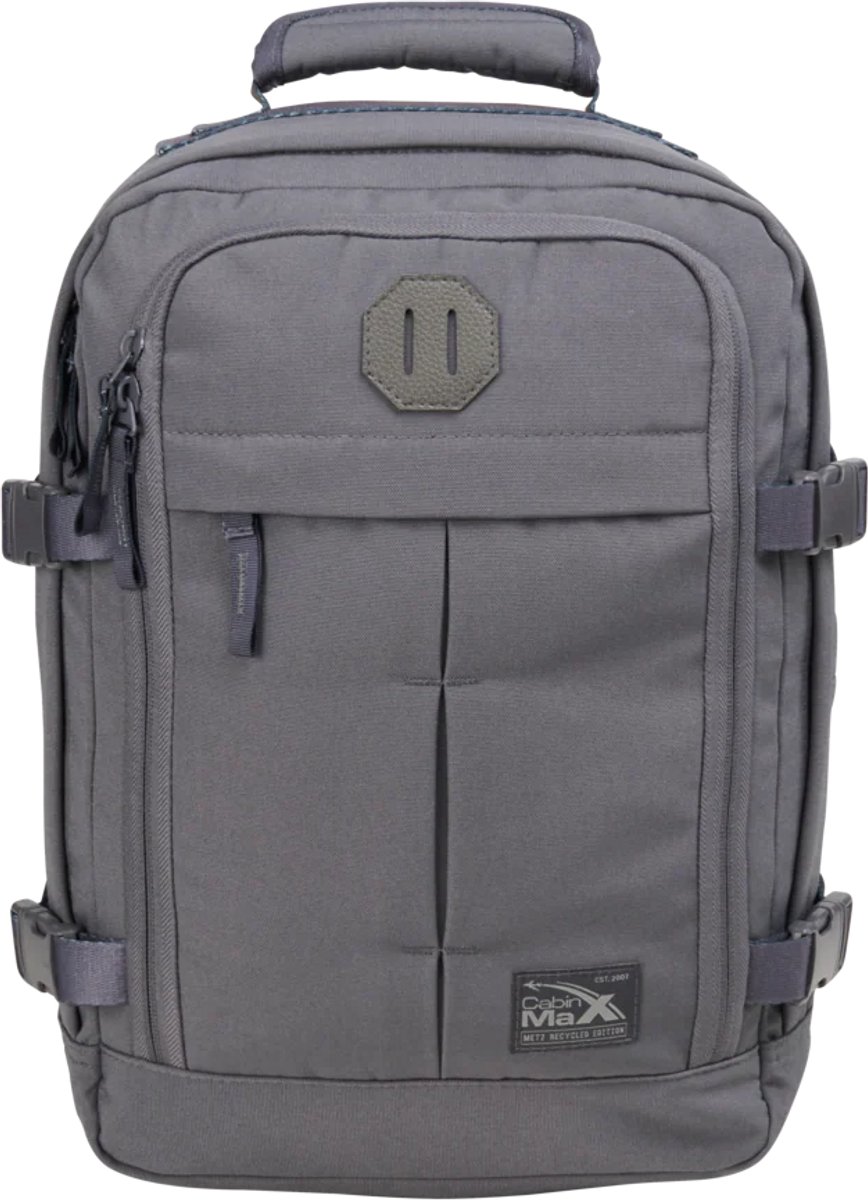 CabinMax Metz Reistas – Handbagage 24L Ryanair / Wizz Air – Rugzak Transavia – Schooltas - 40x30x20 cm – Compact Backpack – Lichtgewicht – Magma Grey