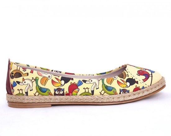 GOBY - Vogels Print - Ballerines - Appartements - Haute Qualité - Fait main - Girls Print - Taille 37