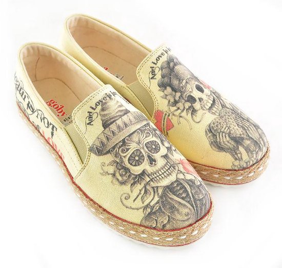 GOBY - Death Is Not The End Of Love - Ballerines - Appartements - Haute qualité - Fait main - Imprimé filles - Taille 38