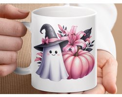 Mok Halloween Ghost Mug, Witch Hat, Pink Pumpkin, Lily Flowers, Cute Ghost, Spooky Season, Fall Decor, Coffee Mug, Tea Cup, Gift Idea