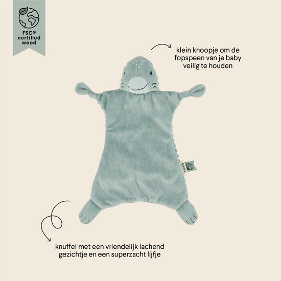 Trixie Baby Knuffeldoekje Mr. Shark - 0m+ - Met fopspeenlus - Gerecycleerde stof van Trixie — afbeelding 2