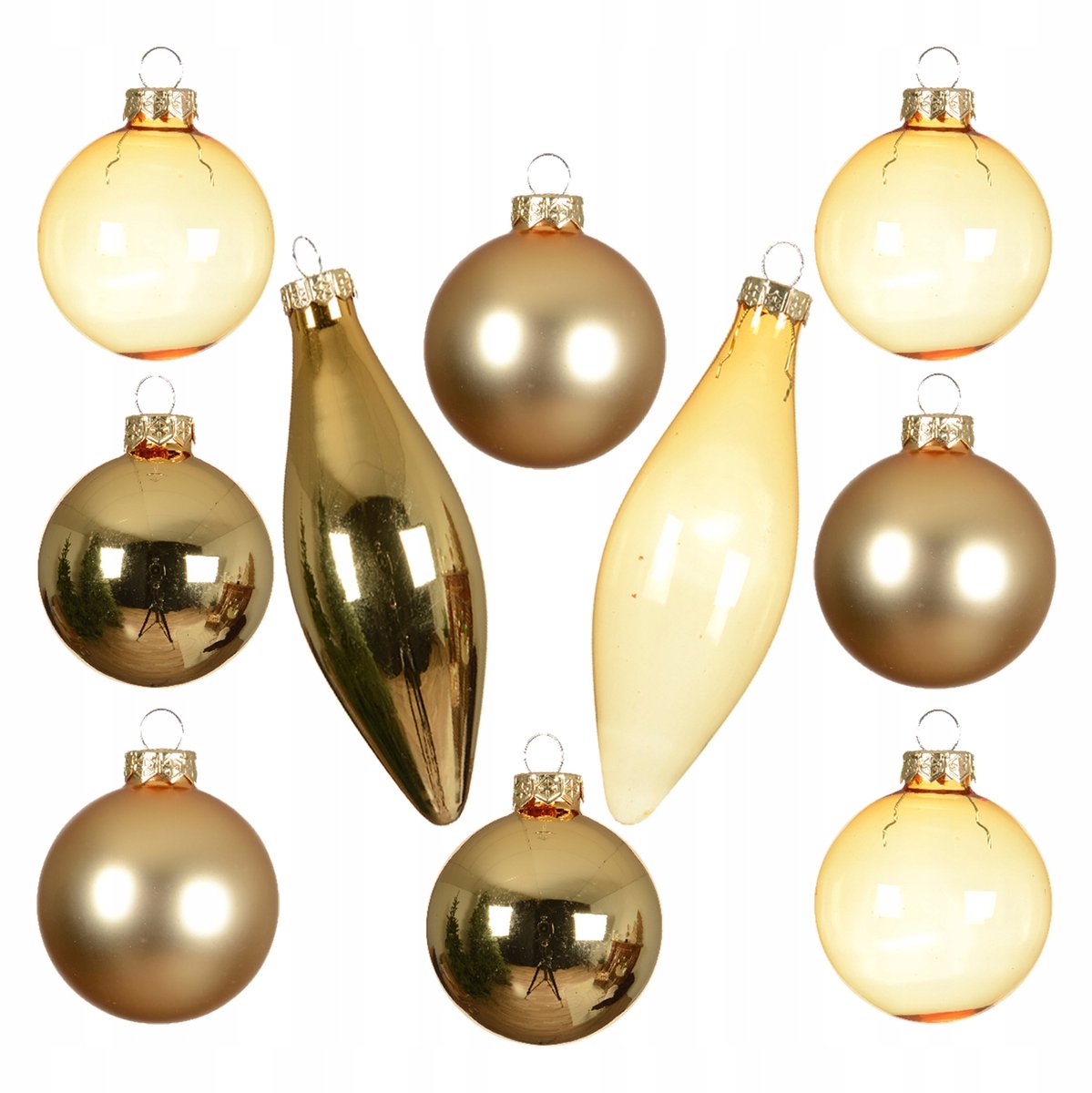 Gouden Kerstballen Spleten Mix Set - 10 Stuks Glas