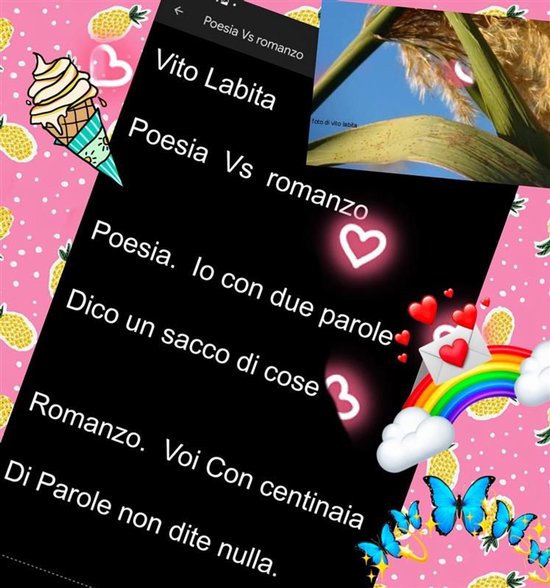Poesia vs Romanzo Poesia. Io con due parole dico un sacco di cose. Romanzo. Voi con centinaia di parole non dite niente