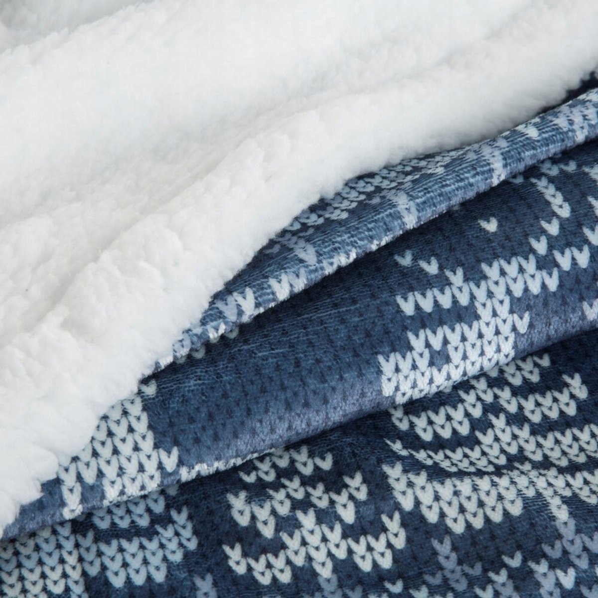 Warme Sherpa Deken 150x200cm - Scandinavisch Kerstpatroon