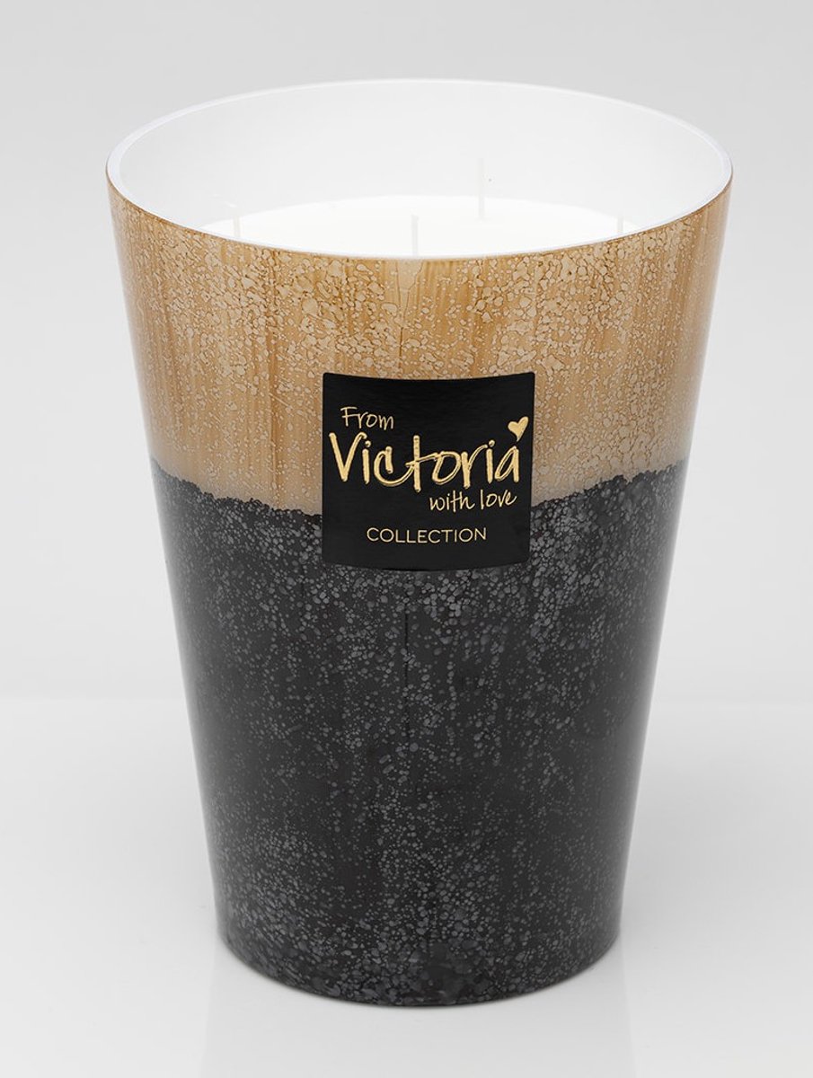Victoria with Love kaars - Lava Zwart / beige - Maat XL - geurkaars