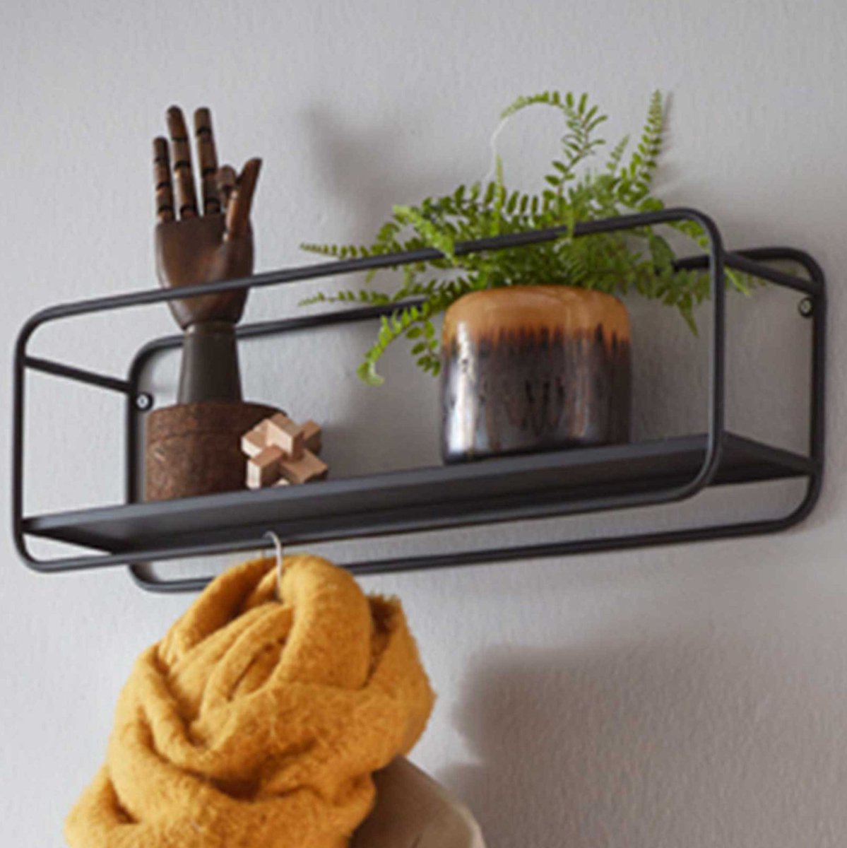 Wandrek | 60 X 15 X 20 Cm | Zwart - Haku - Paraplubakken - Zwart - Metaal