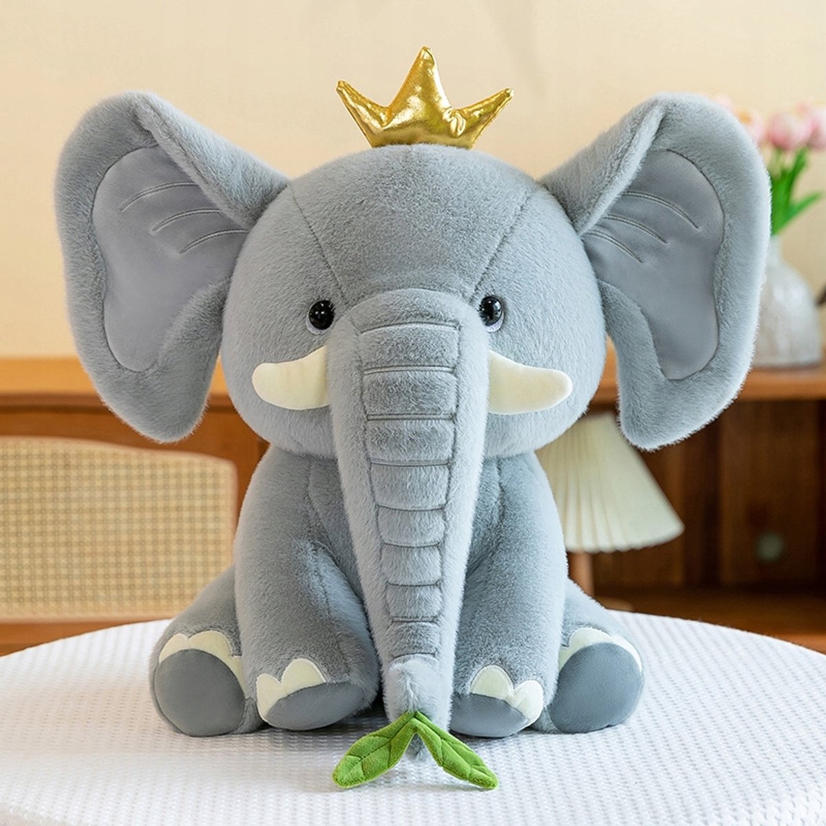 Grote Grijze Olifant Knuffel met Dekentje 2-in-1