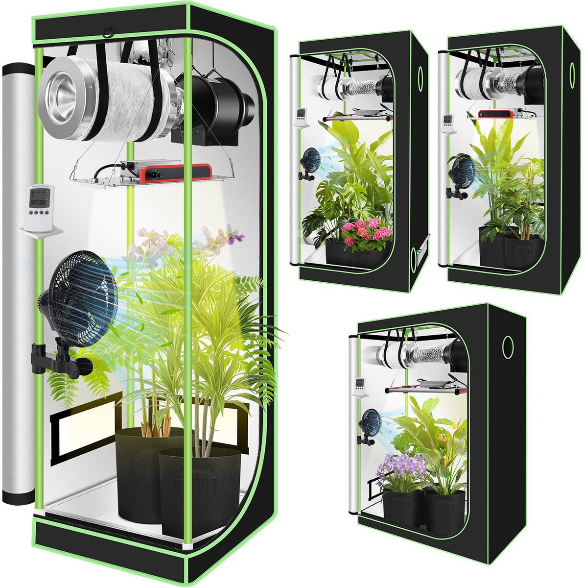 Kweektent met Kweeklamp, Planten Kweken Compleet Pakket,Zwart,100x100x200 cm