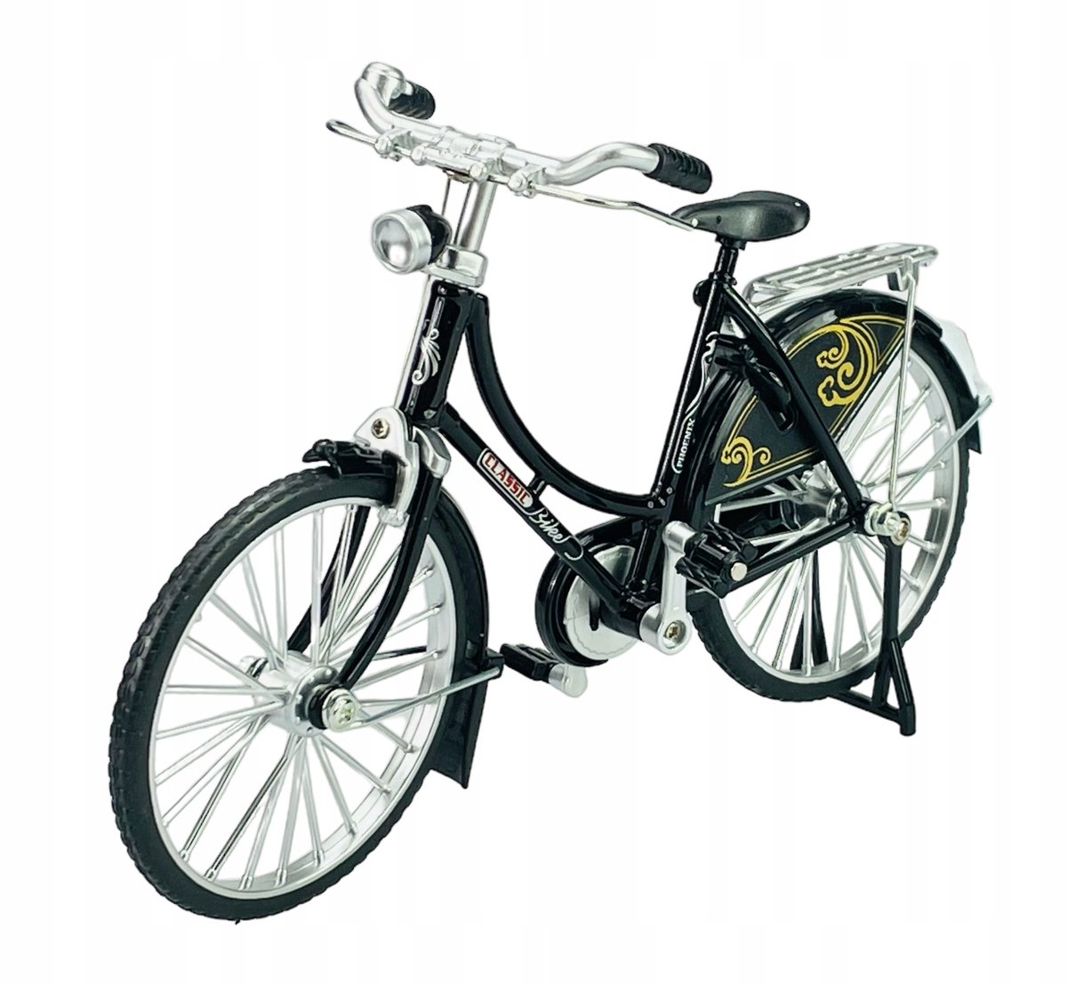 Retro Fiets Model - Zwart/Goud, Schaal 1:10, Metaal