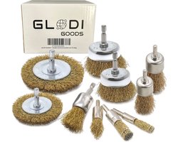 GLODI GOODS® Staalborstel boormachine set 10 delig - Draadborstel - Schuurborstel - Borstelset – Roestverwijderaar
