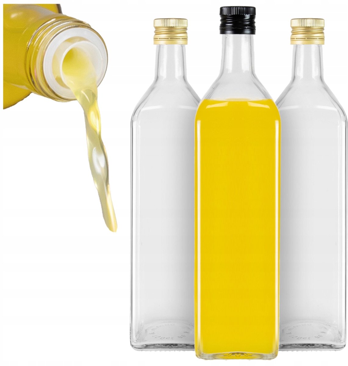10x Marasca glazen fles 1000 ml met maatdop - olie, azijn, sap