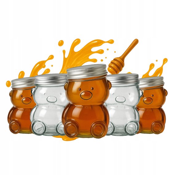 5 bocaux en Verres de 80 ml avec couvercle pour bière, miel, confiture, herbes