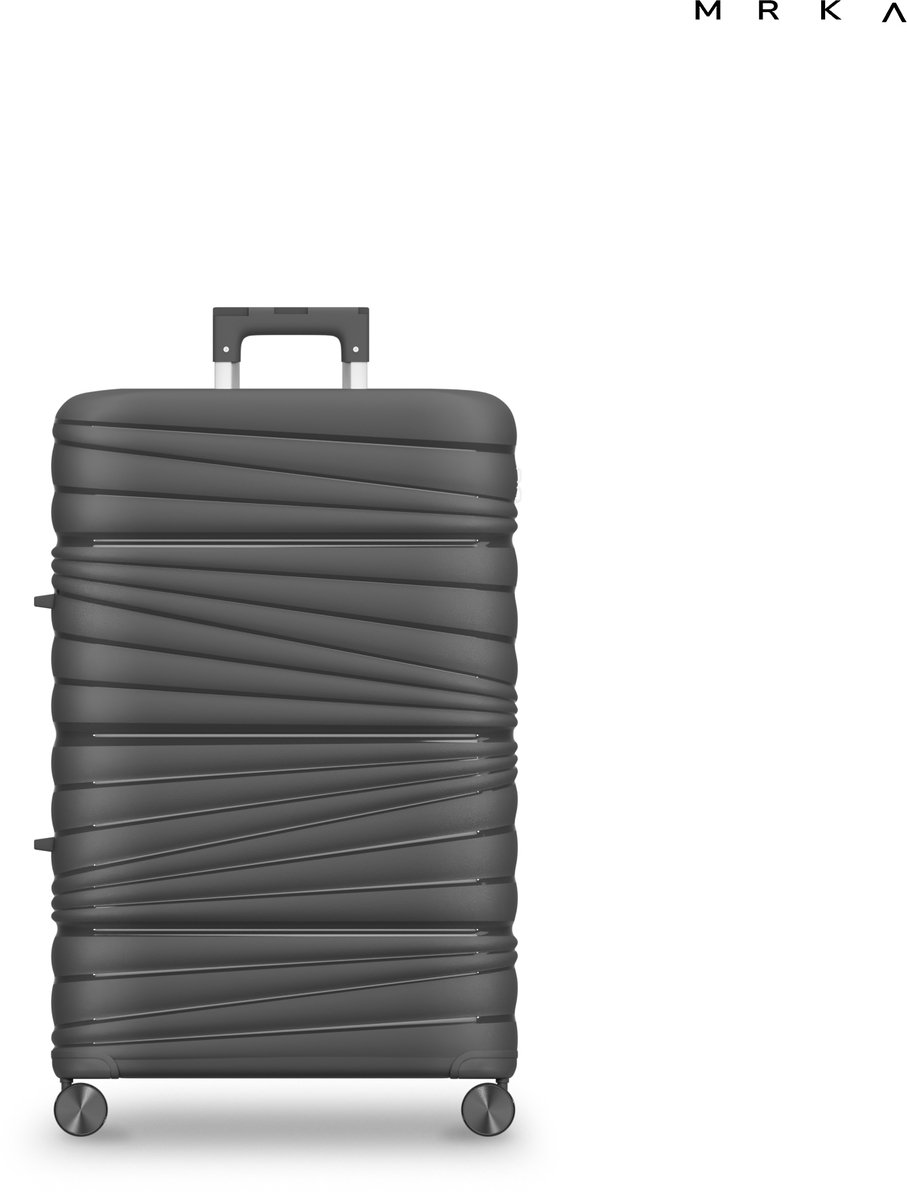 MRKA® Santiago - Reiskoffer Large (L) - Donker Grijs - Koffers - Koffer - Grote Koffer - Koffer Groot - Ruimbagage - Suitcase - Valies - Polypropyleen Koffer - Lichtgewicht - TSA Slot - 360° Wielen - Koffer 20 KG Bagage - 70x45x29cm – 91 Liter