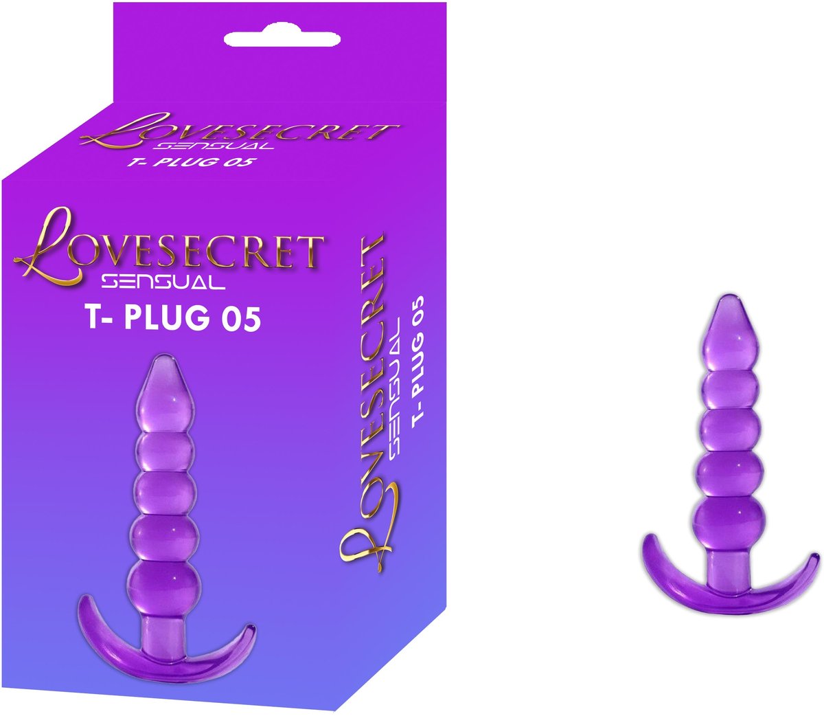 Lovesecret Sensual LS14 T-Plug 05 Paars – Anal Plug – 12 cm – Zachte & Veilige TPE – Voor Beginners – T-vormige Basis