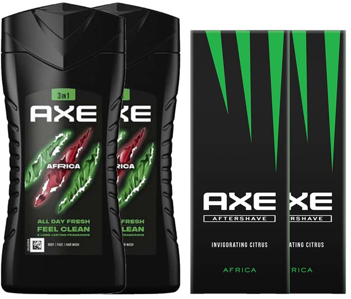 Axe Africa 4-delig Voordeelpakket B (2x Douchegel en 2x Aftershave)