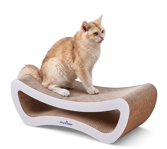 Kitty Town Leo Medium - Krabkarton Sofa Wit - Krabmeubel - Krabplank - Krabmat