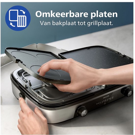 Philips Serie - Elektrische Grill - 2400W - Grote Grilloppervlakte - 2 Kookzones — afbeelding 3