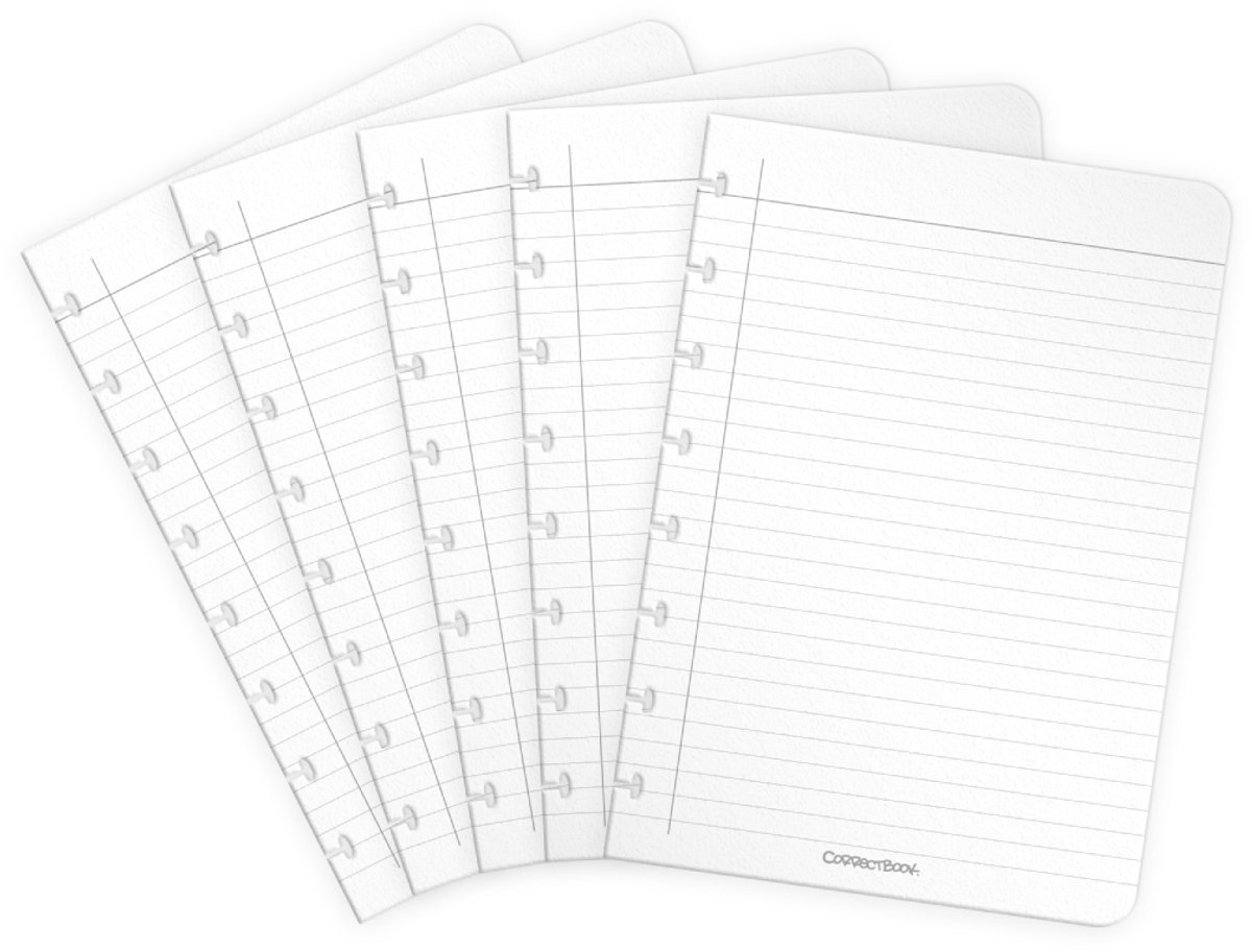 Correctbook A5 Extra Pagina’s Gelinieerd – Uitbreidingsset – 5 herbruikbare, uitwisbare bladen
