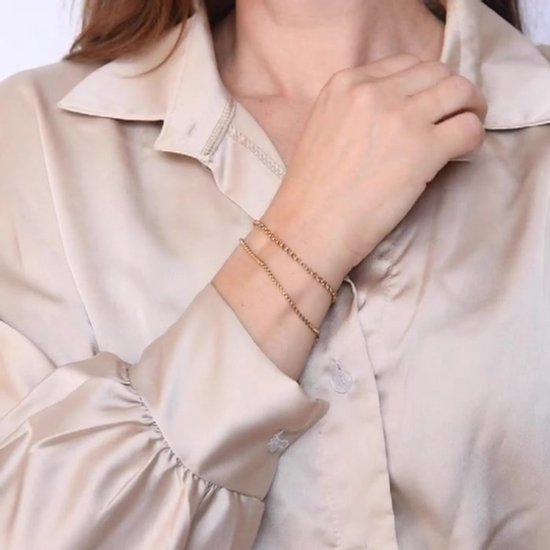 Amberz Dubbele armband met schakels – goud kleurig armband dames – Oros oro