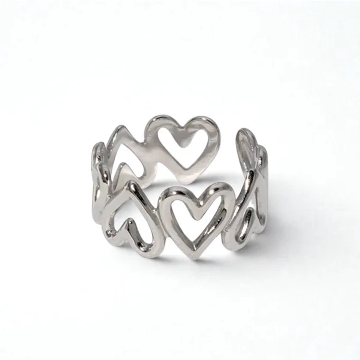 Stainless steel hartjes ring - Minimalistische ring - Waterproof - Hypoallergeen - The Jewellery Salon - 9mm - Statement piece