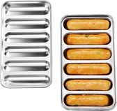 Zelfgemaakte Hot Dog vorm, worstvorm, 304 roestvrij staal, worstvorm, met deksel, gemakkelijk uitnemen, babyvoedingssupplement vlees, worstvorm, anti-aanbak, worstvorm, voor BBQ, bakken,